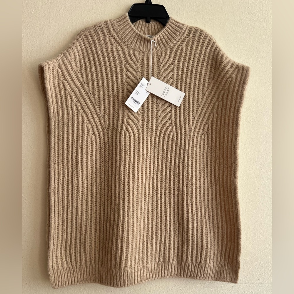 NWT $540 Closed Elegant Beige Women's Sweater poncho Alpaca Size S M Knit - Picture 4 of 12